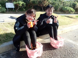 沖縄　体験ダイビング　足湯